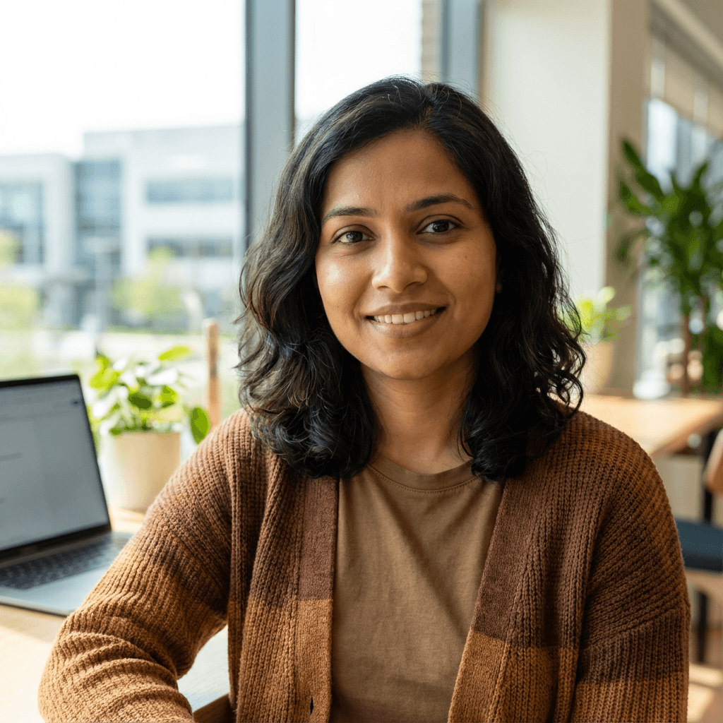 Priya Raman, an office manager from Braddon, professional and friendly